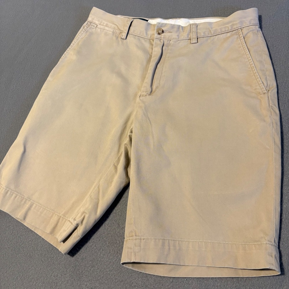 Polo Ralph Lauren Chino Shorts Men 31x10 Khaki Tan Flat Front Cotton Twill Pony‎